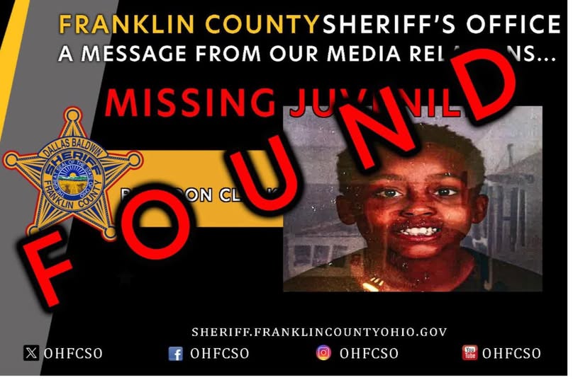 Franklin County Sheriff’s Office Successfully Locates Missing 12-Year-Old Brandon Clark